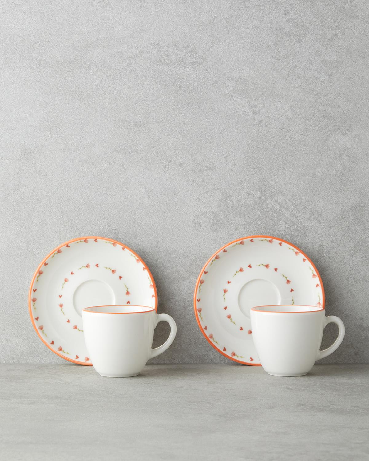 Belle Bone Porselen 4 Parça 2 Kişilik Kahve Fincan Takımı 90 ml Renkli