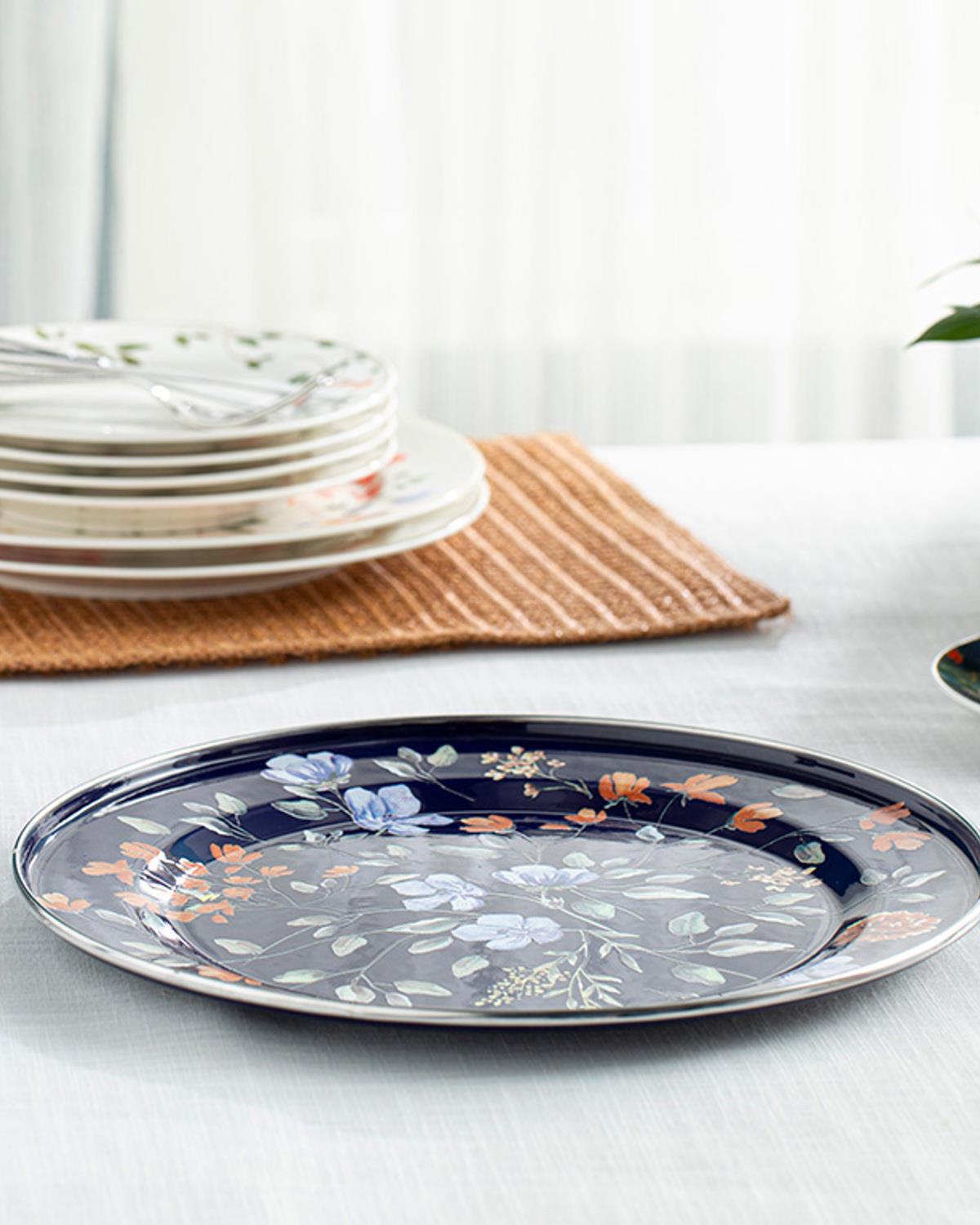 Belleza Emaye Sunumluk 31 cm Kobalt Mavi