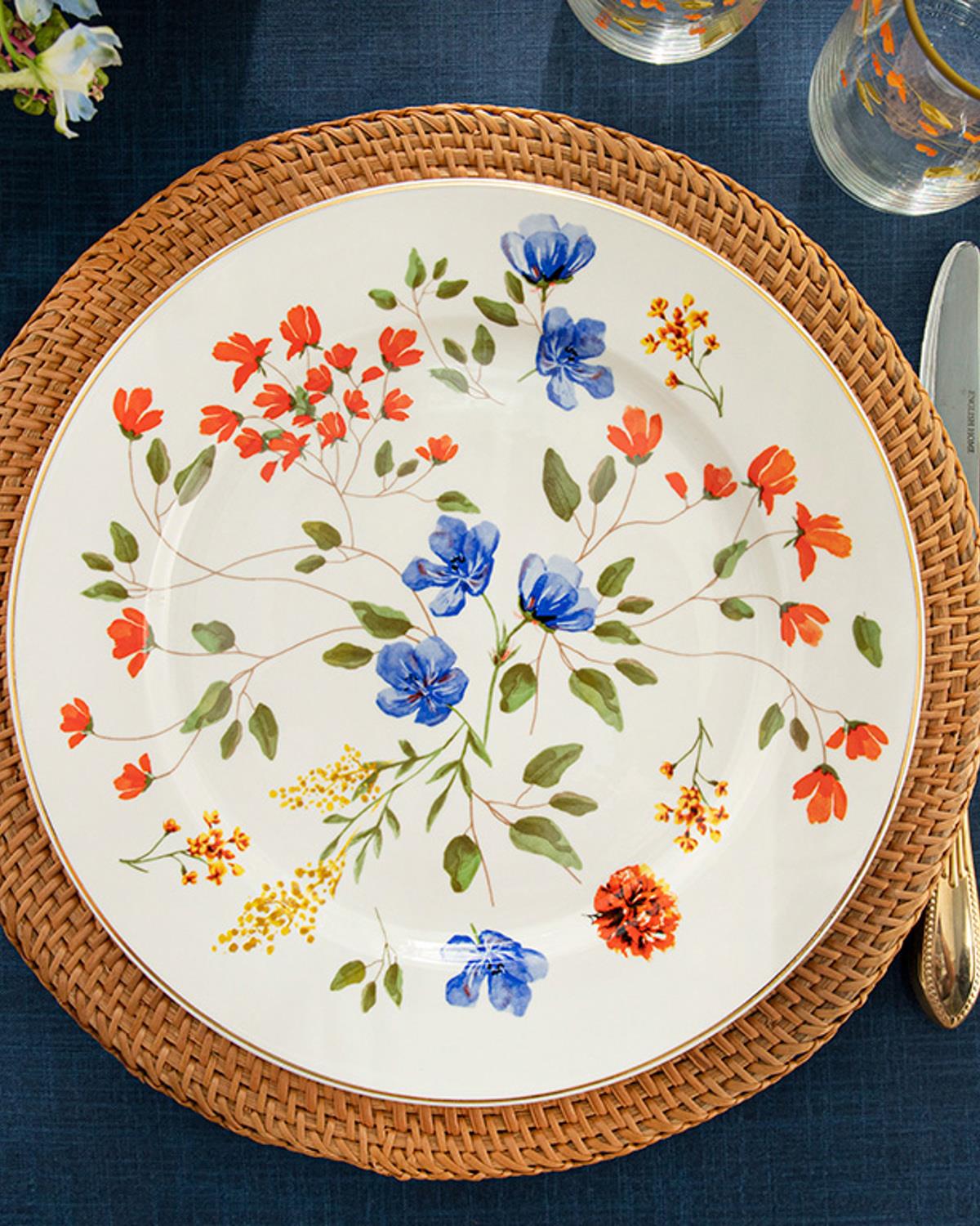 Belleza New Bone China Servis Tabağı 27 cm Mavi-Turuncu-Yeşil