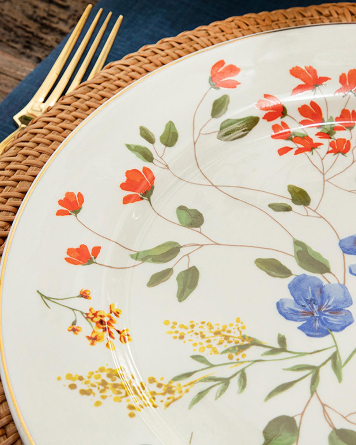 Belleza New Bone China Servis Tabağı 27 cm Mavi-Turuncu-Yeşil
