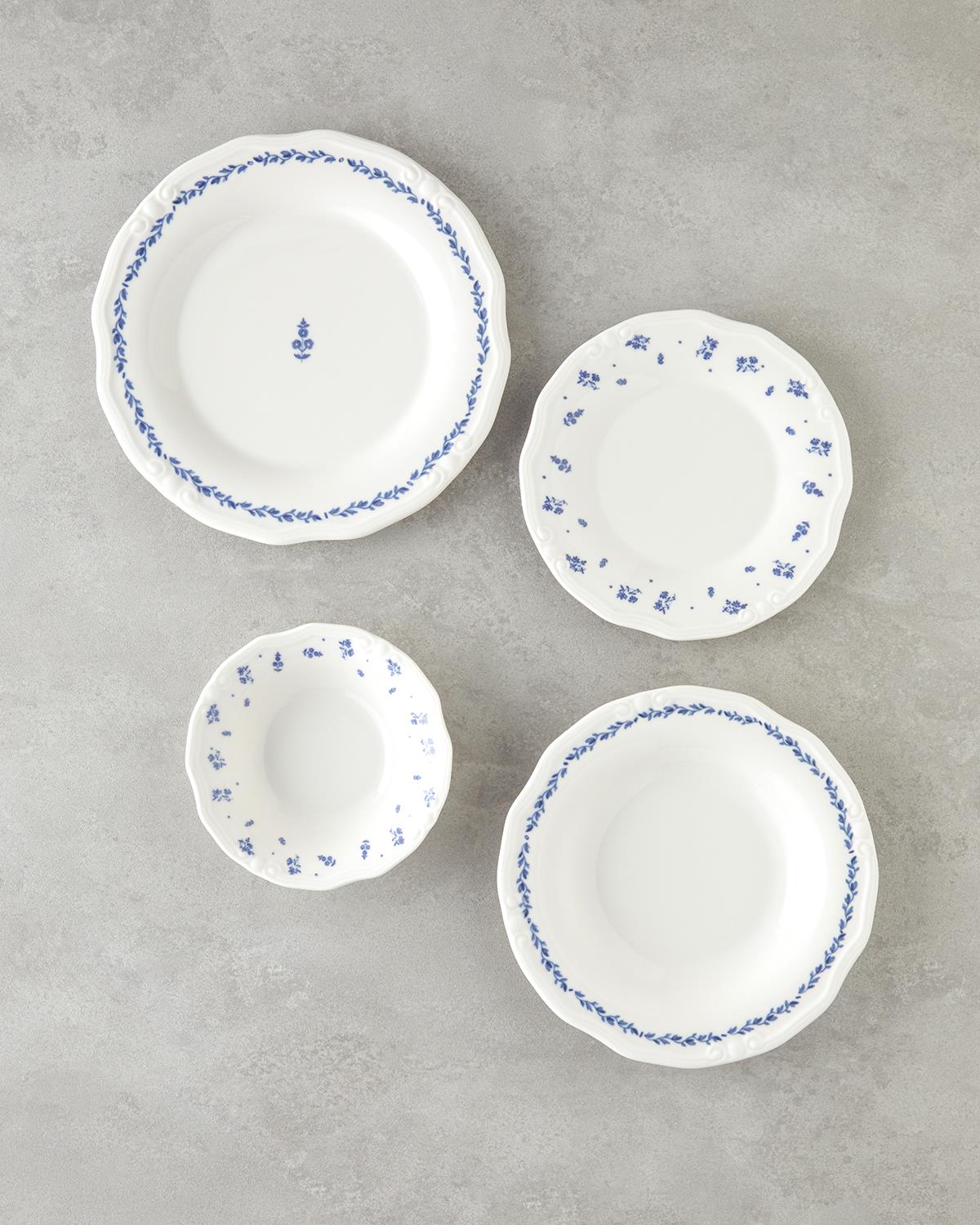 Belleza Porselen Yemek Takımı 24 Parça 6 Kişilik Mavi-Beyaz