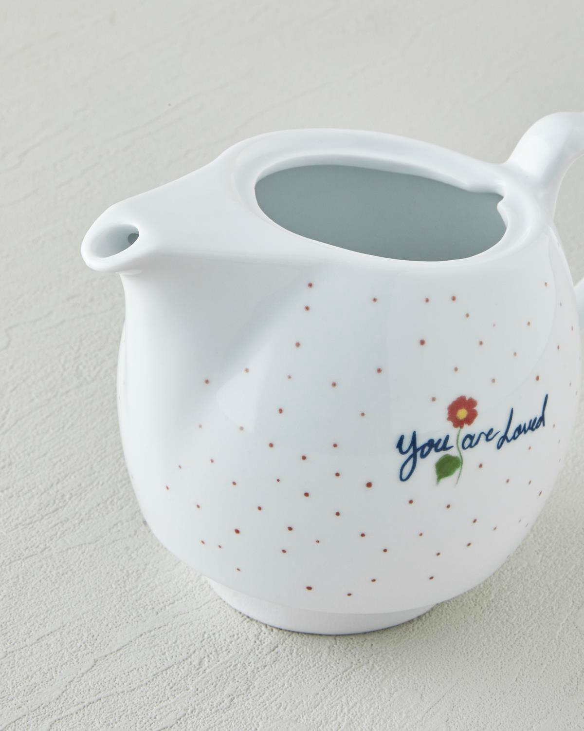 Beloved Porselen Isıtıcılı Demlik Seti 850 ml Beyaz