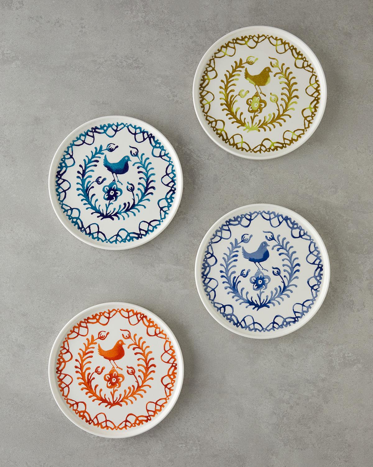 Birdie Seramik 4'lü Pasta Tabağı 20 cm Renkli