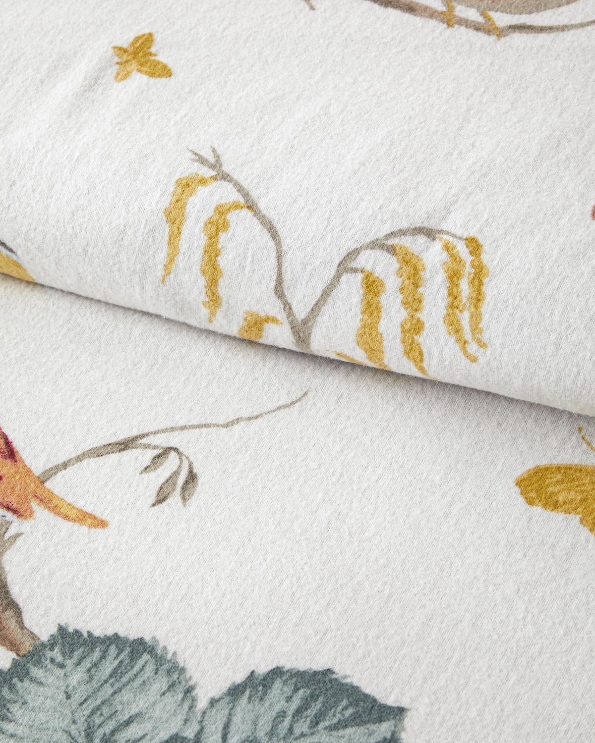 Birds Symphony Flanel Çift Kişilik Nevresim Takımı 200x220 cm Bej