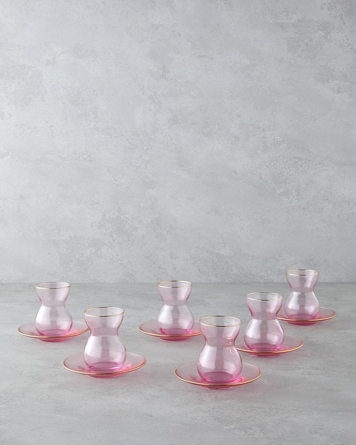 Blaze Cam 12 Parça 6 Kişilik Çay Seti 140 ml Pembe