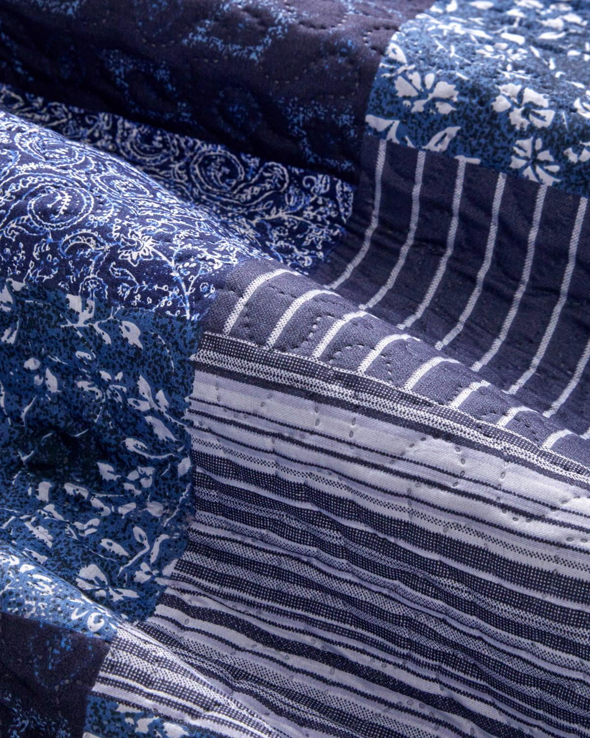 Bleublanc Patch Tek Kişilik Çok Amaçlı Örtü 160x220 cm Mavi