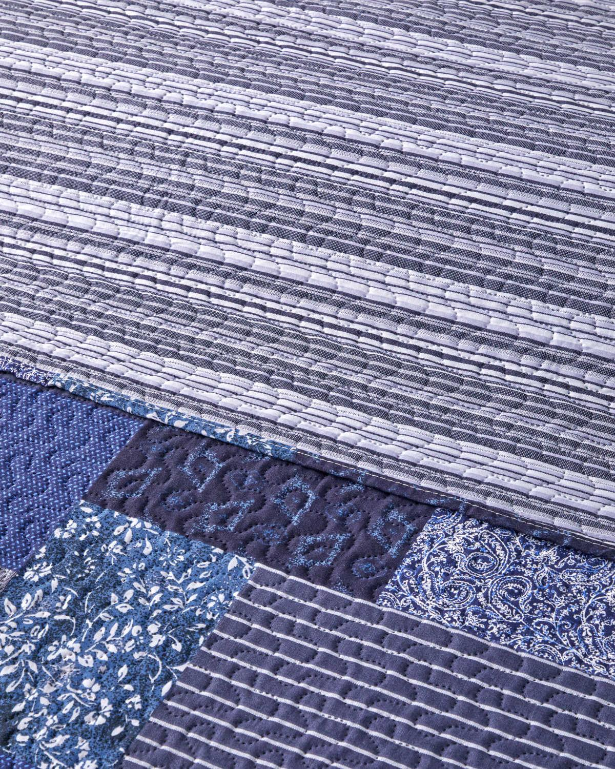 Bleublanc Patch Tek Kişilik Çok Amaçlı Örtü 160x220 cm Mavi