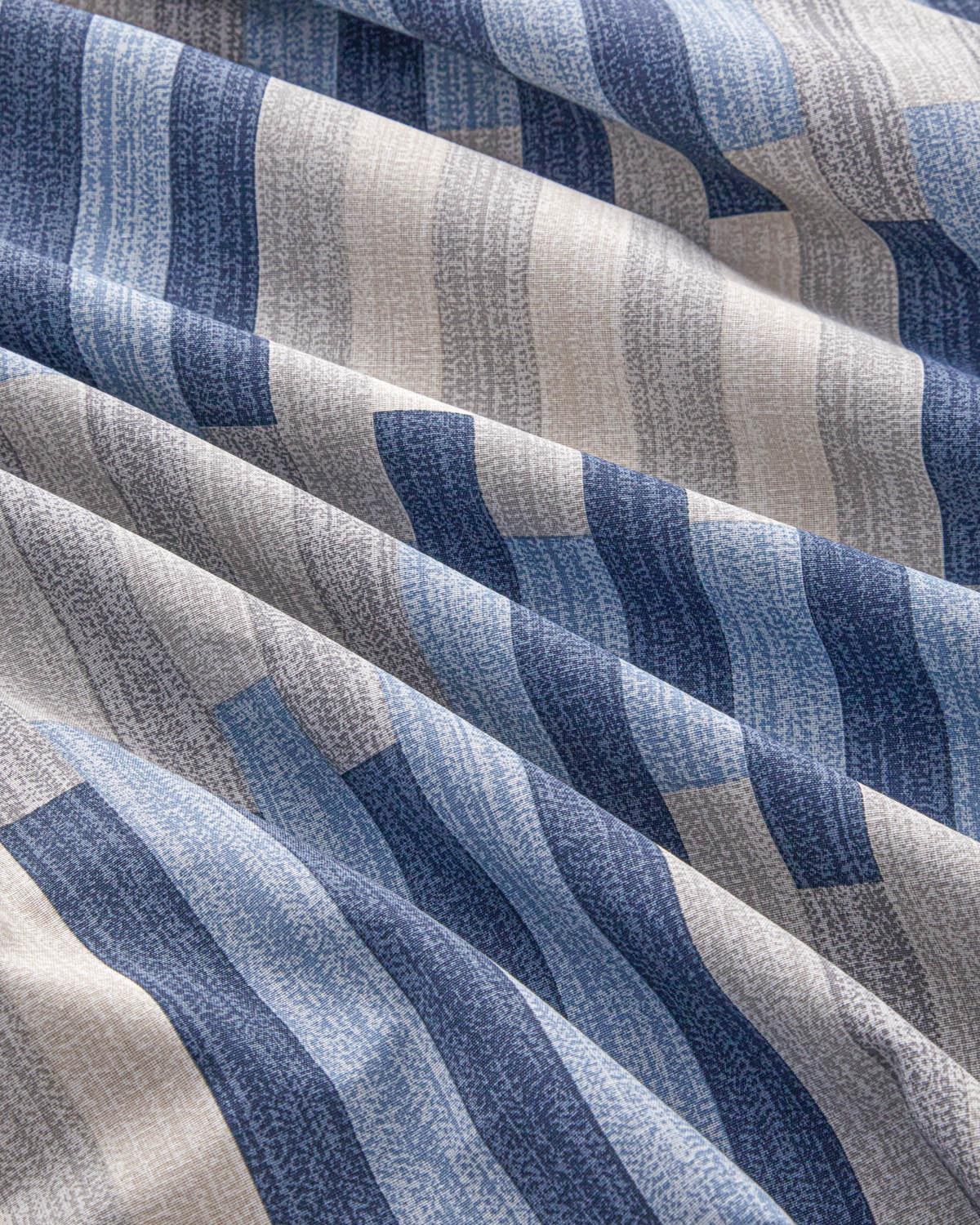 Blockform Kolay Ütülenir Çift Kişilik Nevresim Takımı 200x220 cm Koyu Mavi-Bej