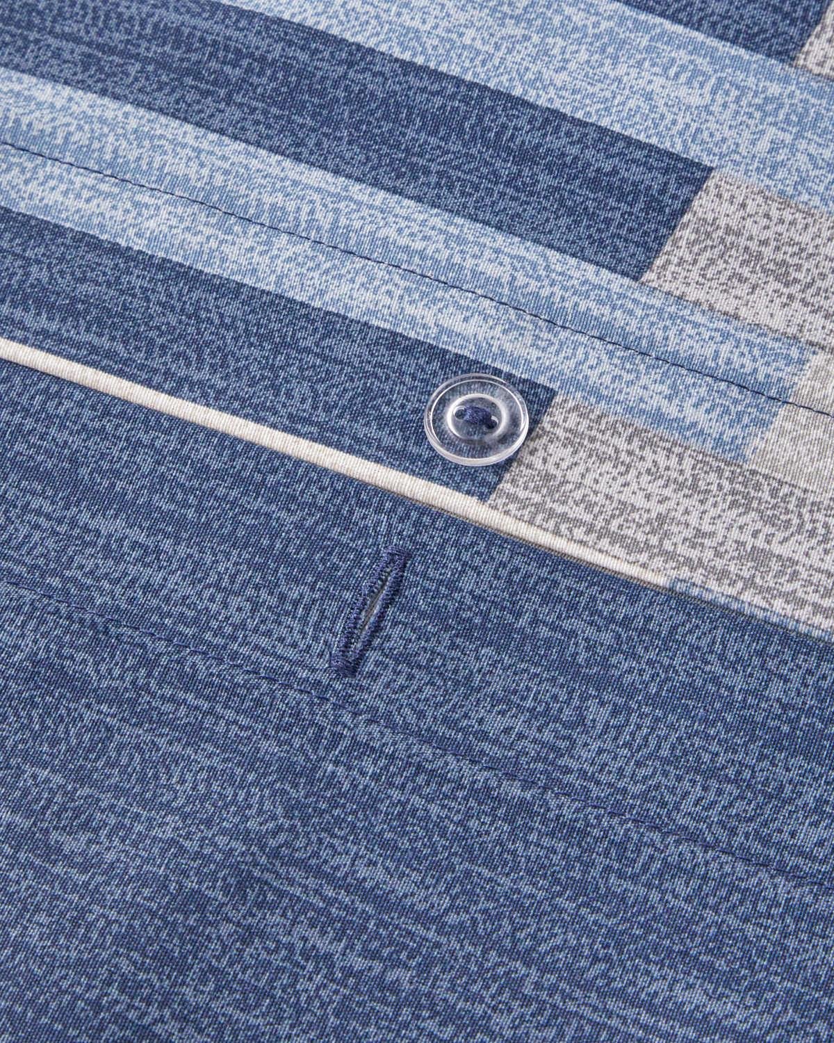 Blockform Kolay Ütülenir Çift Kişilik Nevresim Takımı 200x220 cm Koyu Mavi-Bej