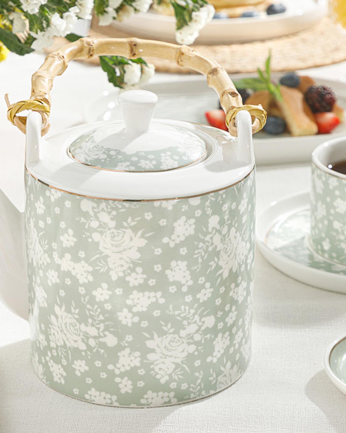 Bloom New Bone Demlik 1 Litre Beyaz - Yeşil