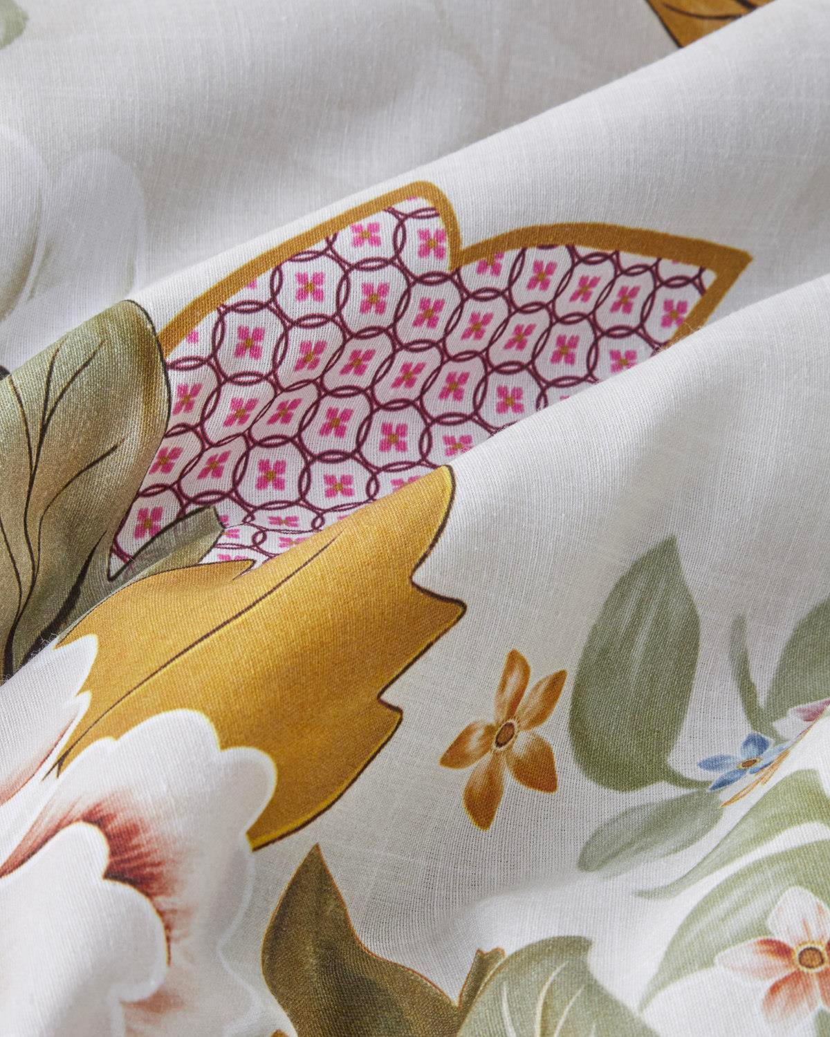 Bloomora Dijital Baskılı Kolay Ütülenir  Çift Kişilik Nevresim Takımı 200x220 cm Bej-Sarı