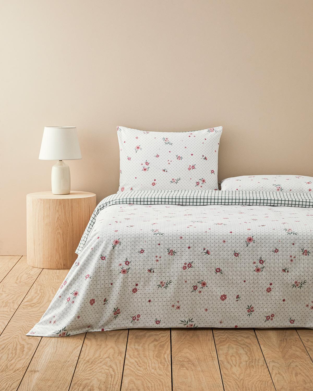 Bloomy Dots Pamuklu Çift Kişilik Nevresim Seti Pembe