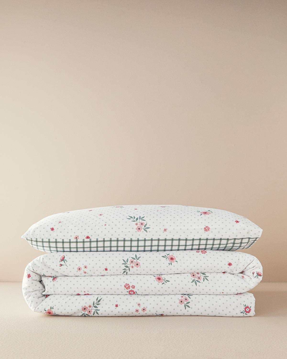 Bloomy Dots Pamuklu Tek Kişilik Nevresim Seti Pembe