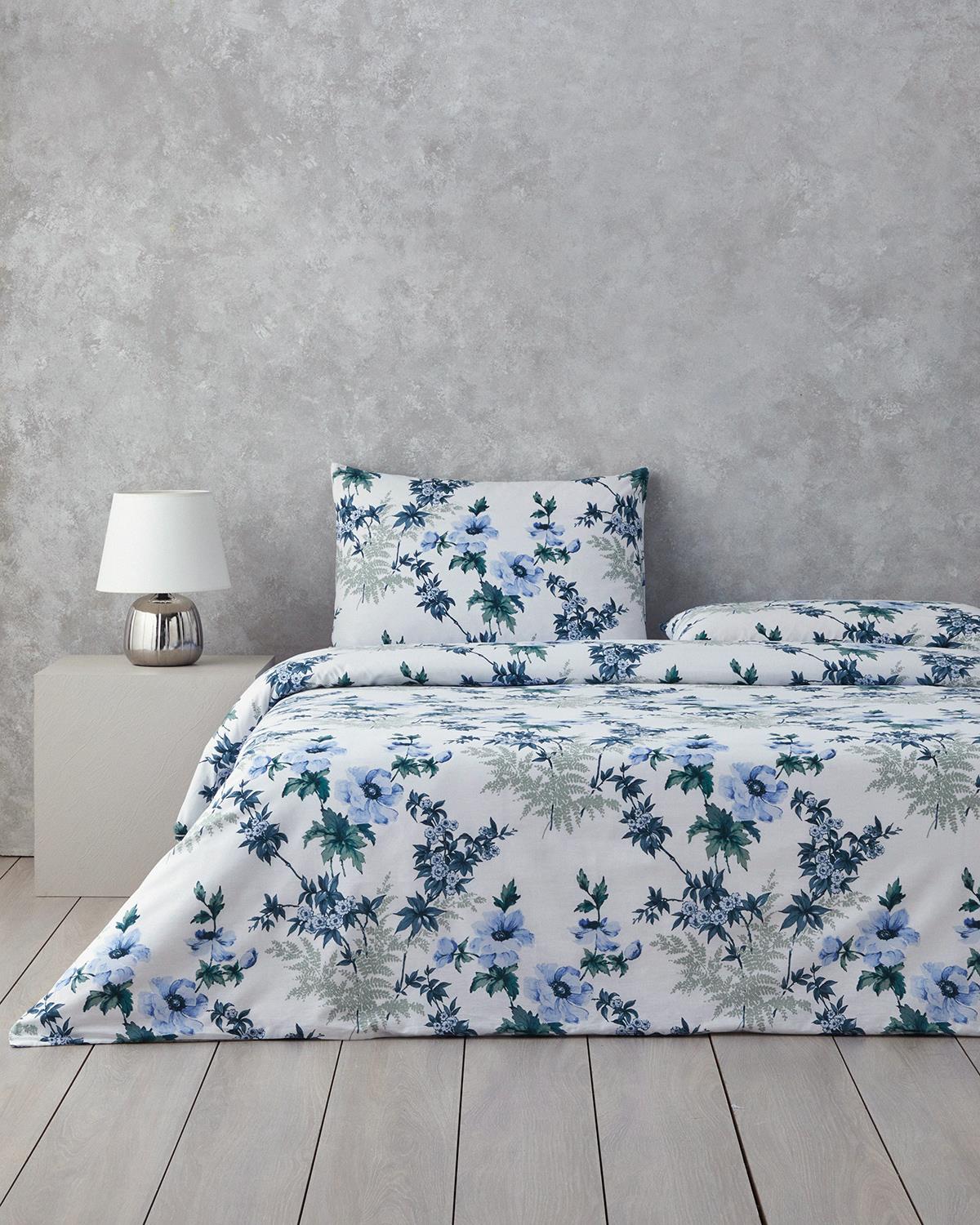 Bloomy Garden Tek Kişilik Nevresim Takımı Mavi