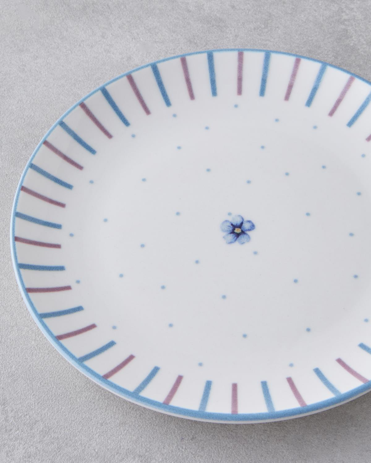 Bloomy Porselen 6'lı Pasta Tabağı 19 cm Mavi - Yeşil