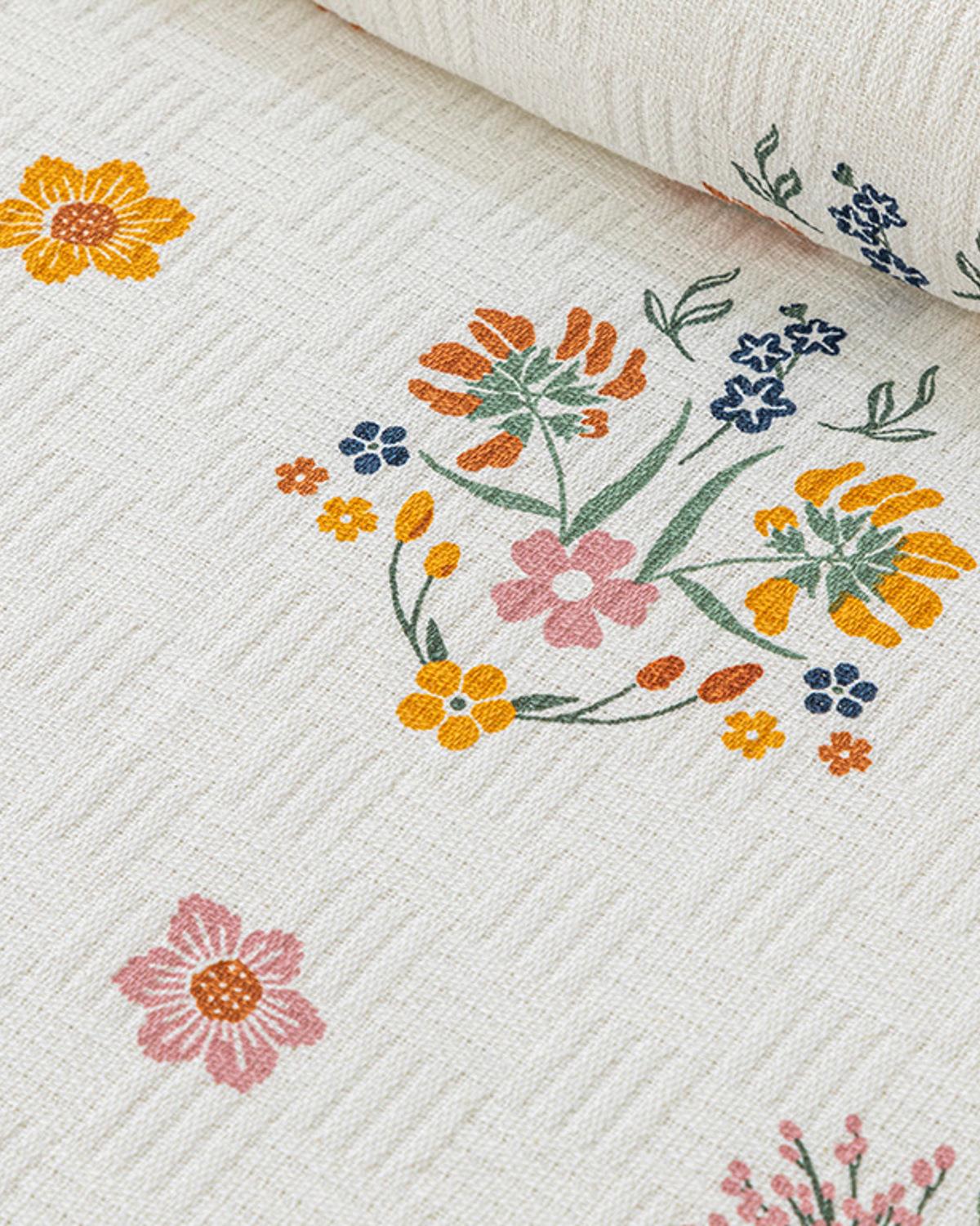 Bloomy Spring Baskılı Çift Kişilik Pike Mavi