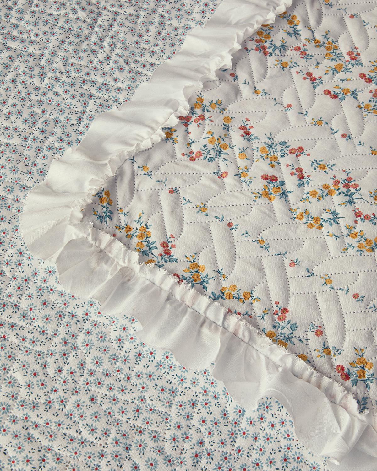 Bloomy Stripe Tek Kişilik Yatak Örtüsü Takımı Turuncu
