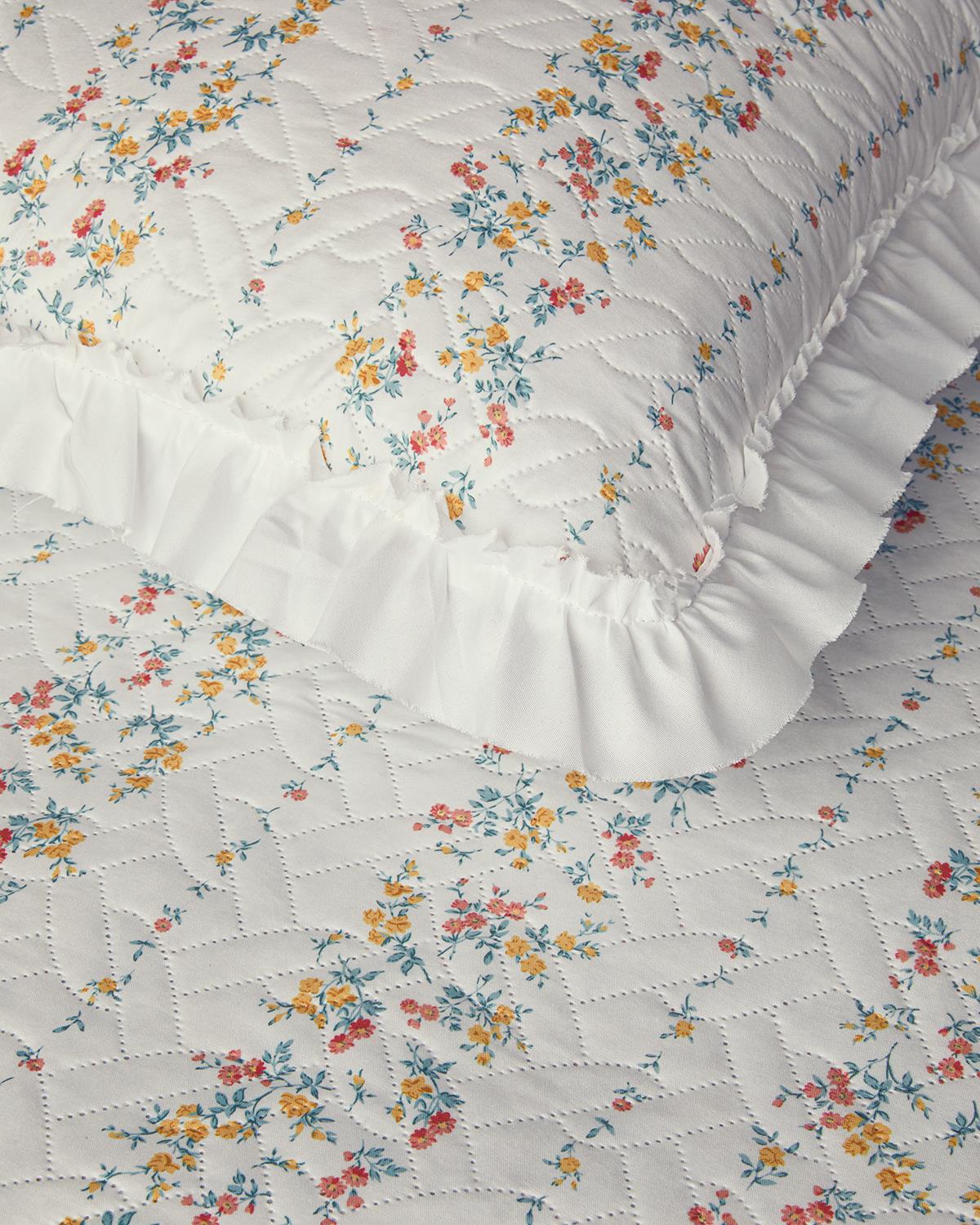 Bloomy Stripe Tek Kişilik Yatak Örtüsü Takımı Turuncu