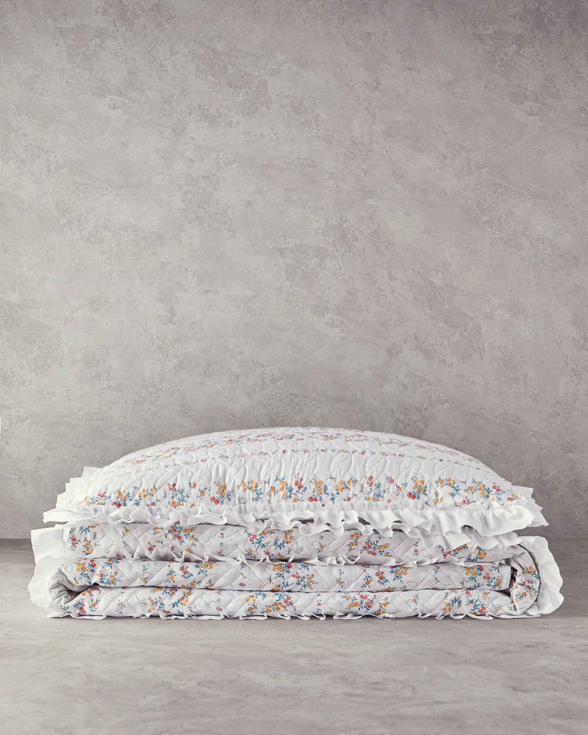 Bloomy Stripe Tek Kişilik Yatak Örtüsü Takımı Turuncu