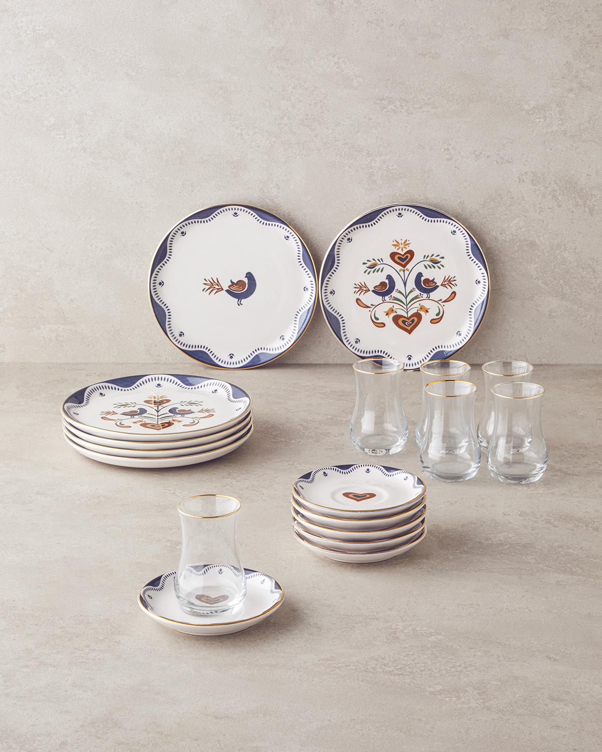 Blue Vista Seramik Pasta Seti 18 Parça 6 Kişilik Lacivert