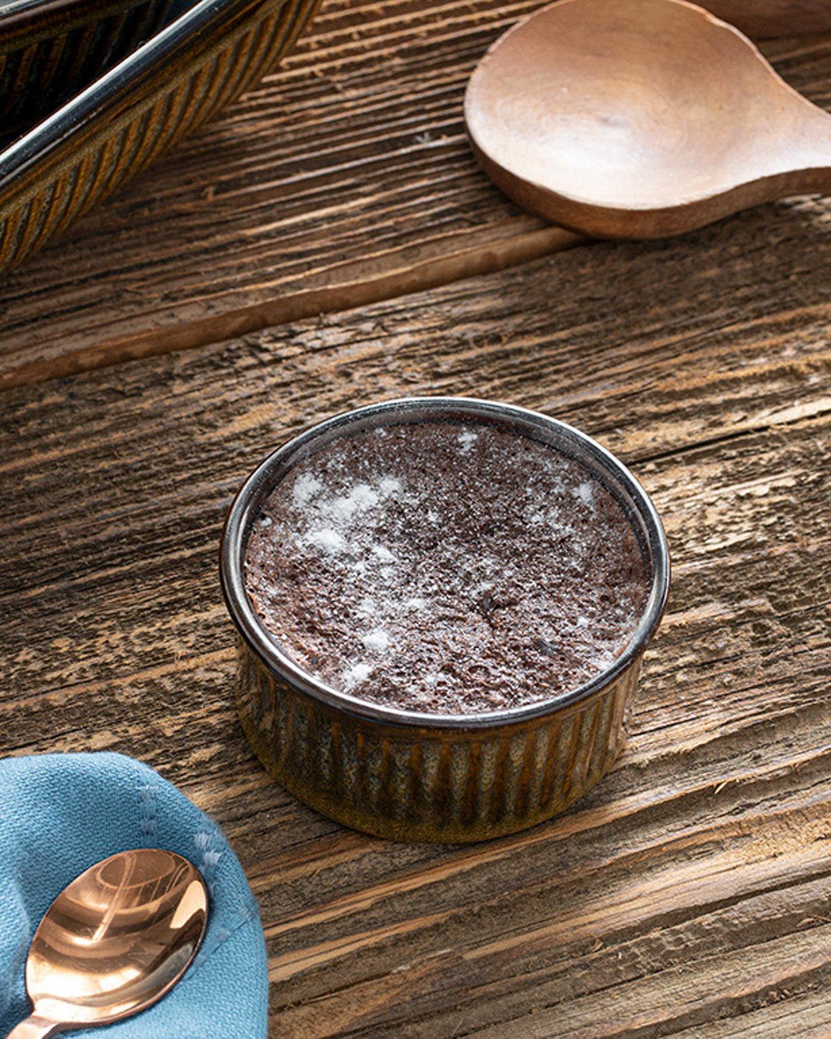 Blurry Stoneware Sufle Kabı 9x4,2 cm Mavi - Kahve