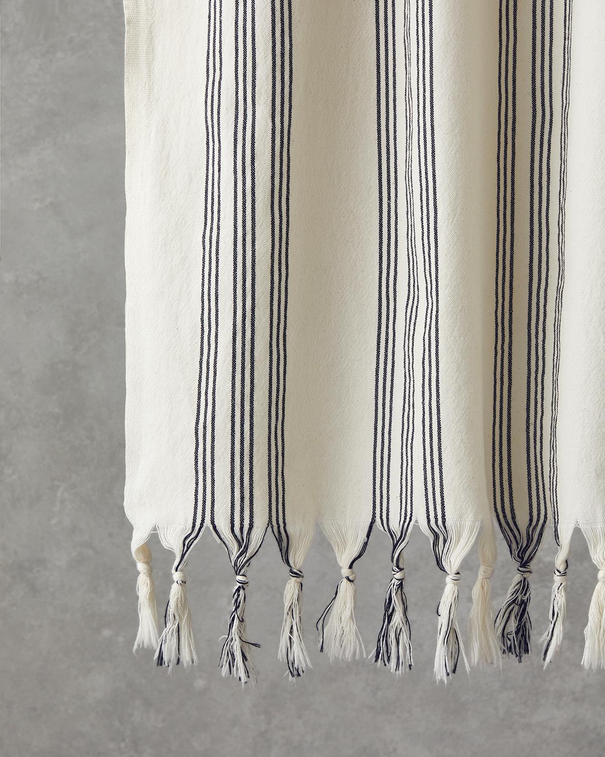 Bohem Line Pamuklu Peştamal 90x150 cm Açık Bej-Koyu Lacivert