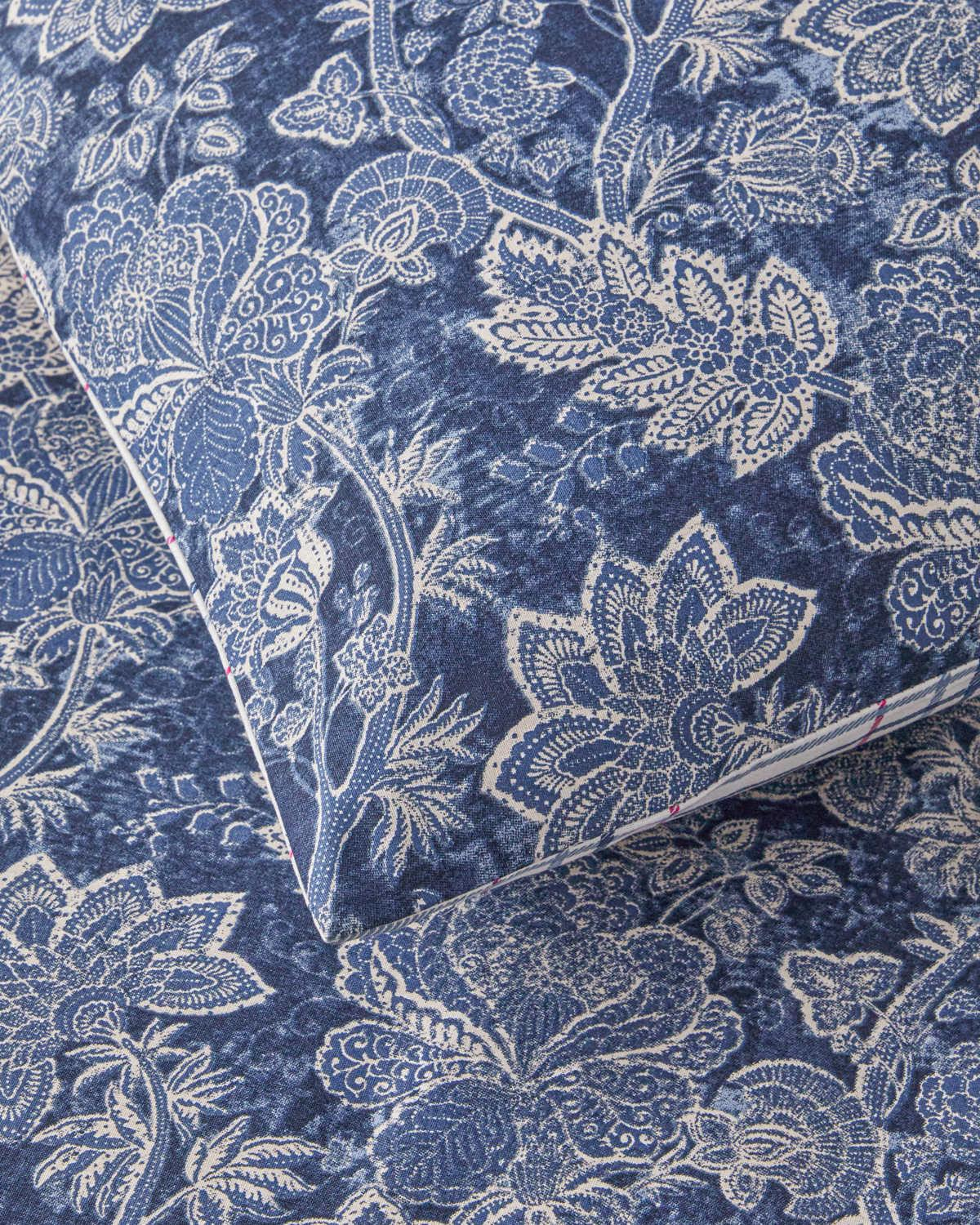 Boho Bloom Pamuk Tek Kişilik Nevresim Takımı 160x220 cm Lacivert