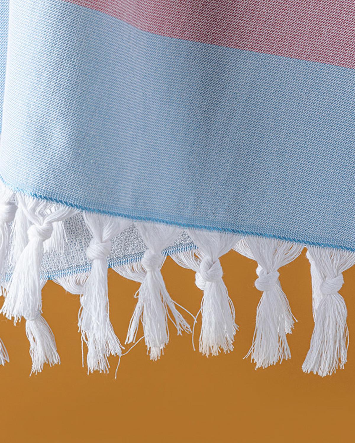 Bold Stripe Pamuklu Tek Yüz Plaj Havlusu 75x150 cm Mavi - Pembe
