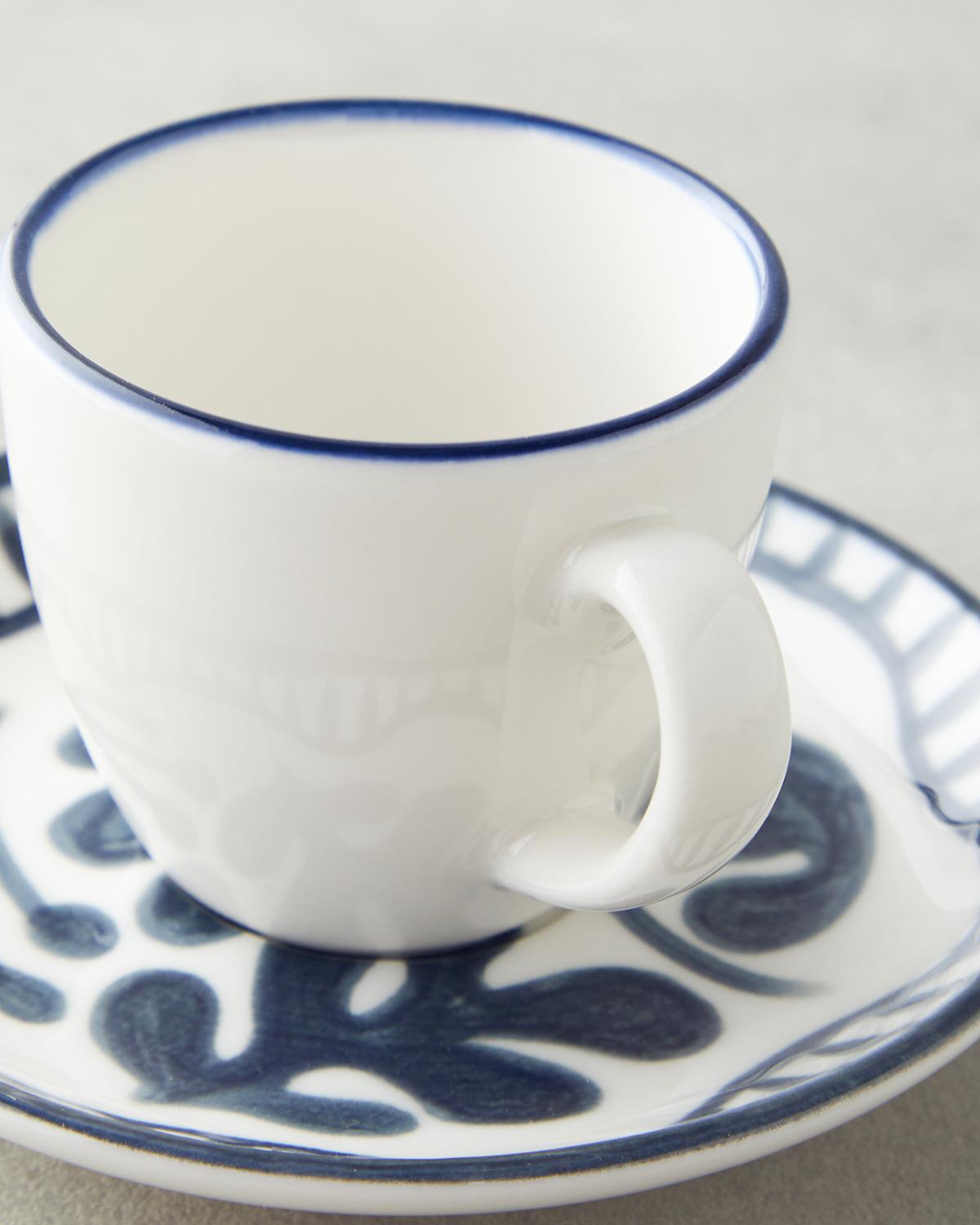 Bonnie Bone Porselen 4 Parça 2 Kişilik Kahve Fincan Takımı 90 ml Koyu Mavi