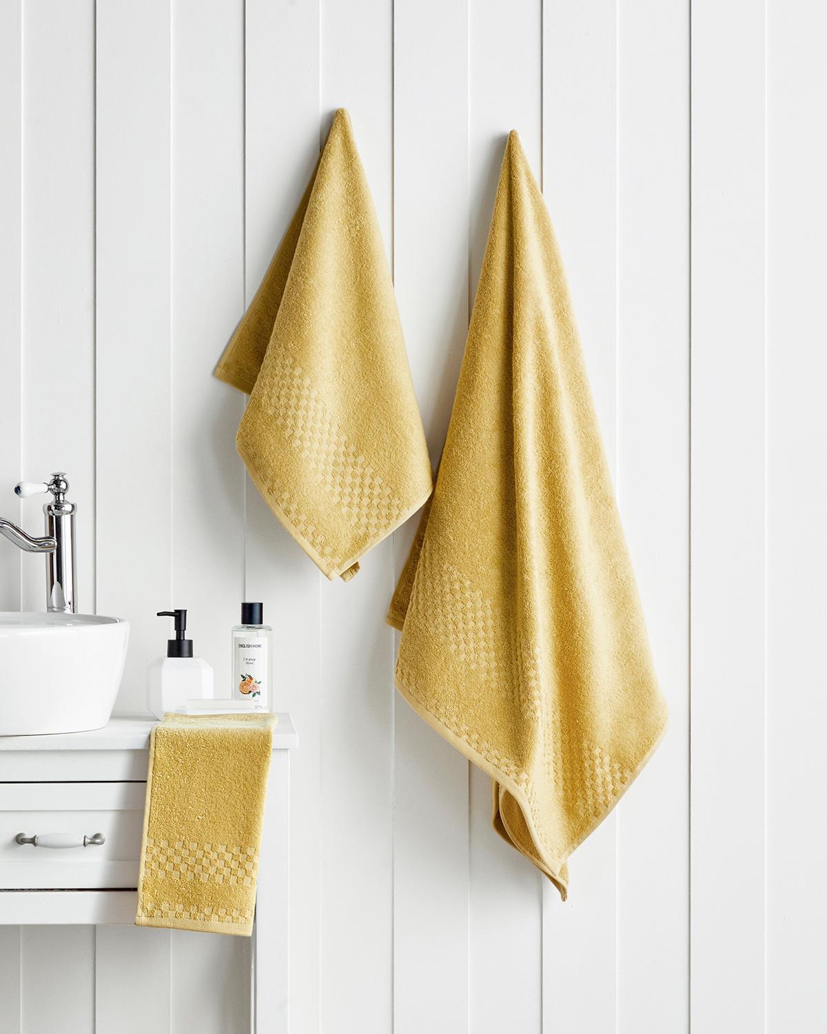 Border Check %100 Pamuk Banyo Havlusu 70x140 cm Sarı