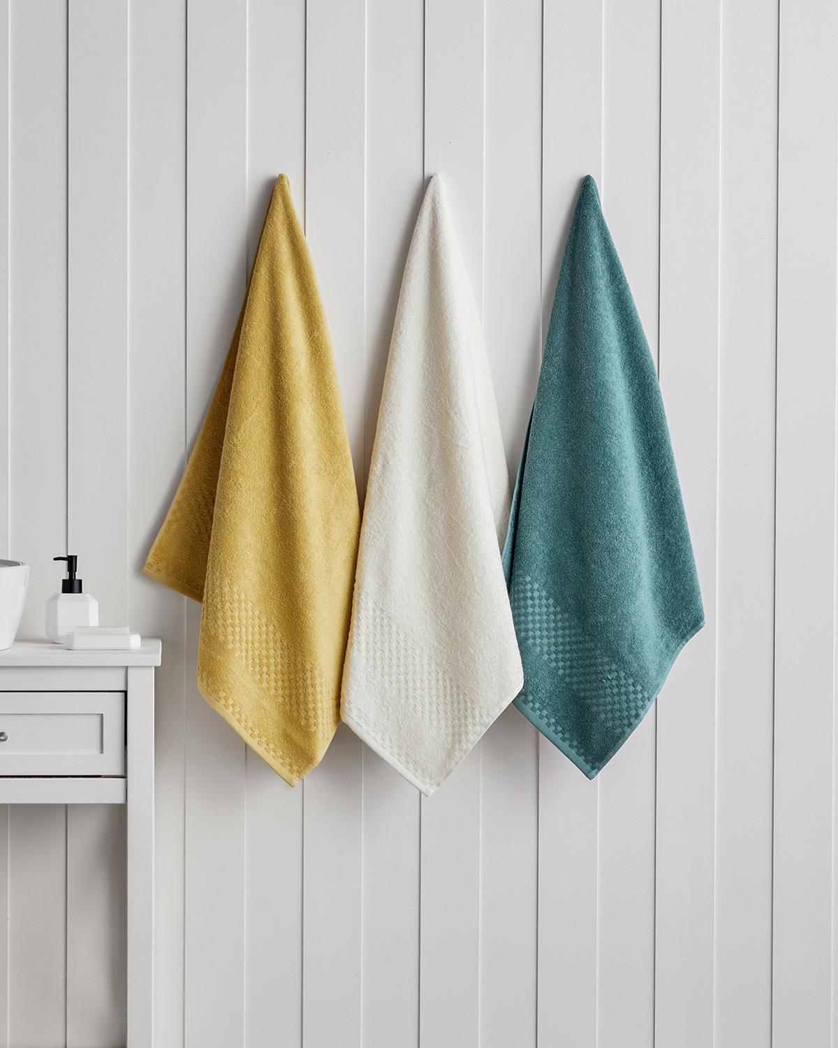 Border Check %100 Pamuk Banyo Havlusu 70x140 cm Sarı