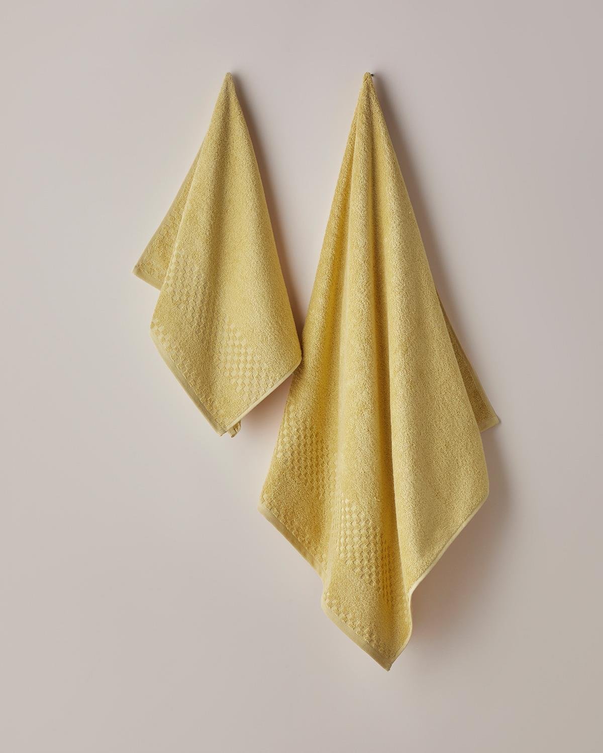 Border Check %100 Pamuk Banyo Havlusu 70x140 cm Sarı