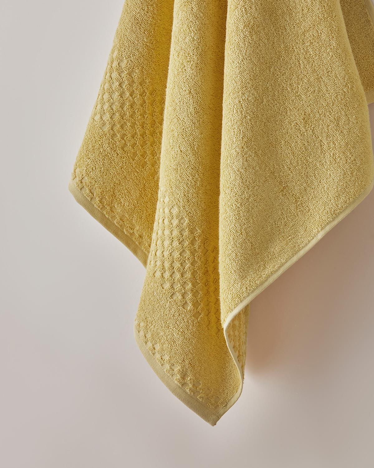 Border Check %100 Pamuk Banyo Havlusu 70x140 cm Sarı