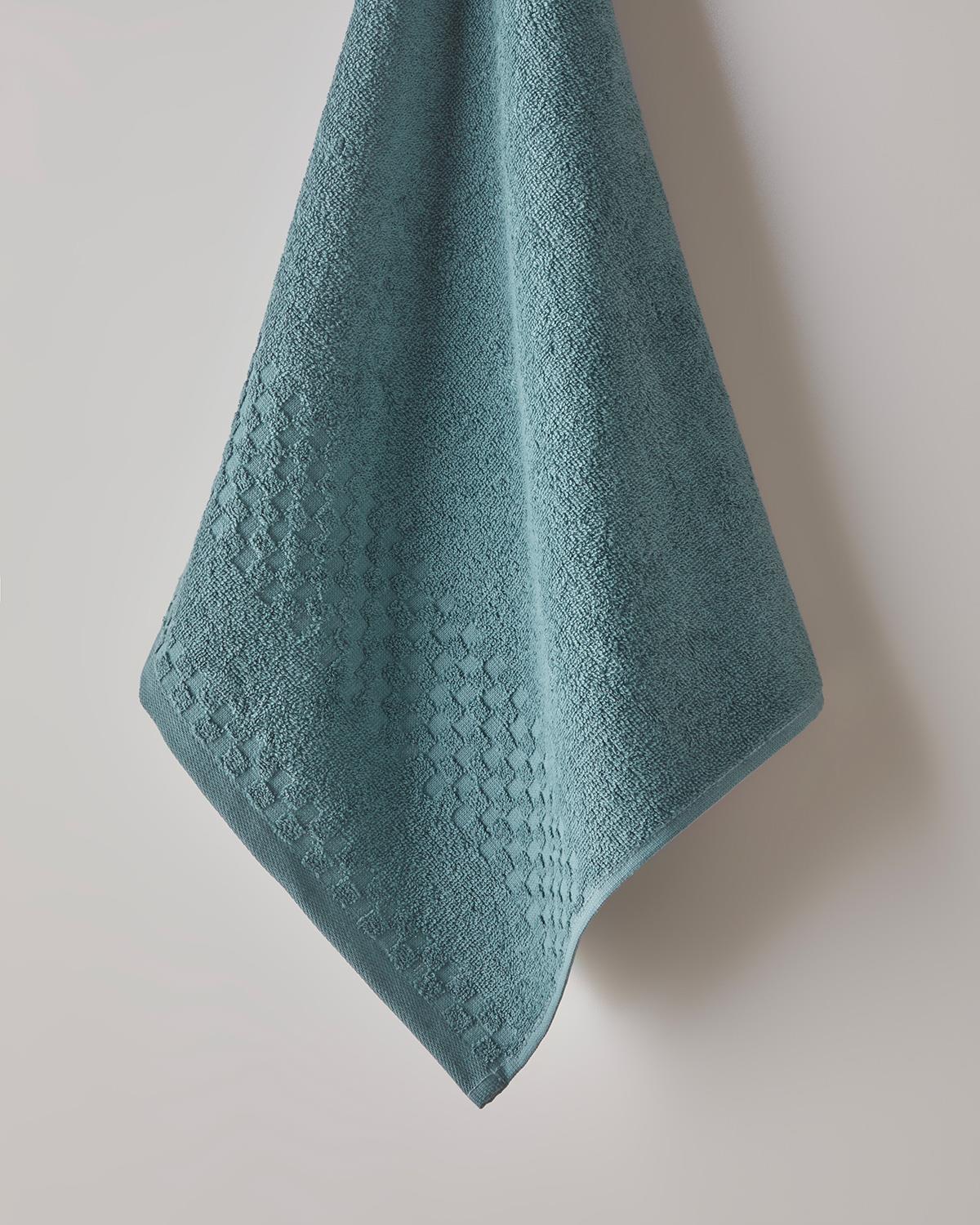 Border Check %100 Pamuk Yüz Havlusu 50x80 cm Petrol