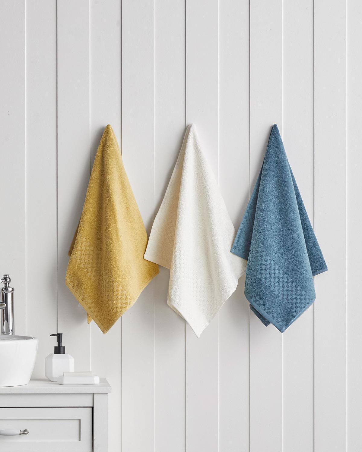 Border Check %100 Pamuk Yüz Havlusu 50x80 cm Fildişi