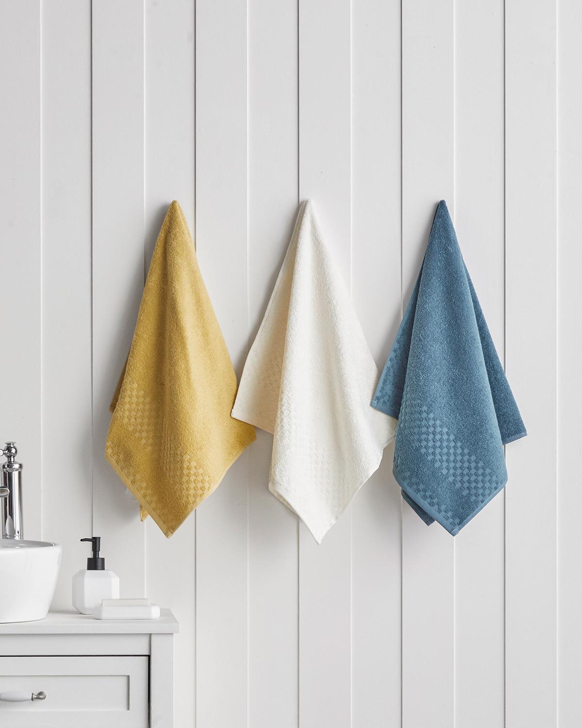 Border Check %100 Pamuk Yüz Havlusu 50x80 cm Sarı