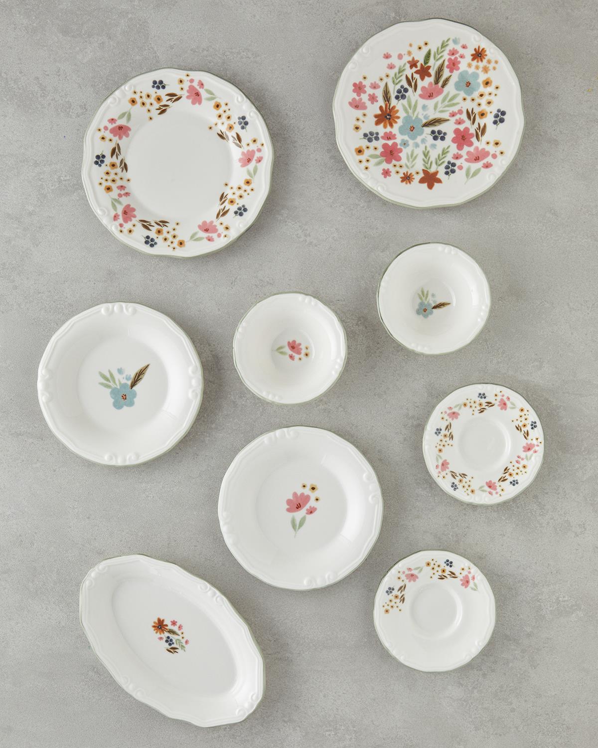 Botanic Porselen Kahvaltı Takımı 20 Parça 6 Kişilik Renkli