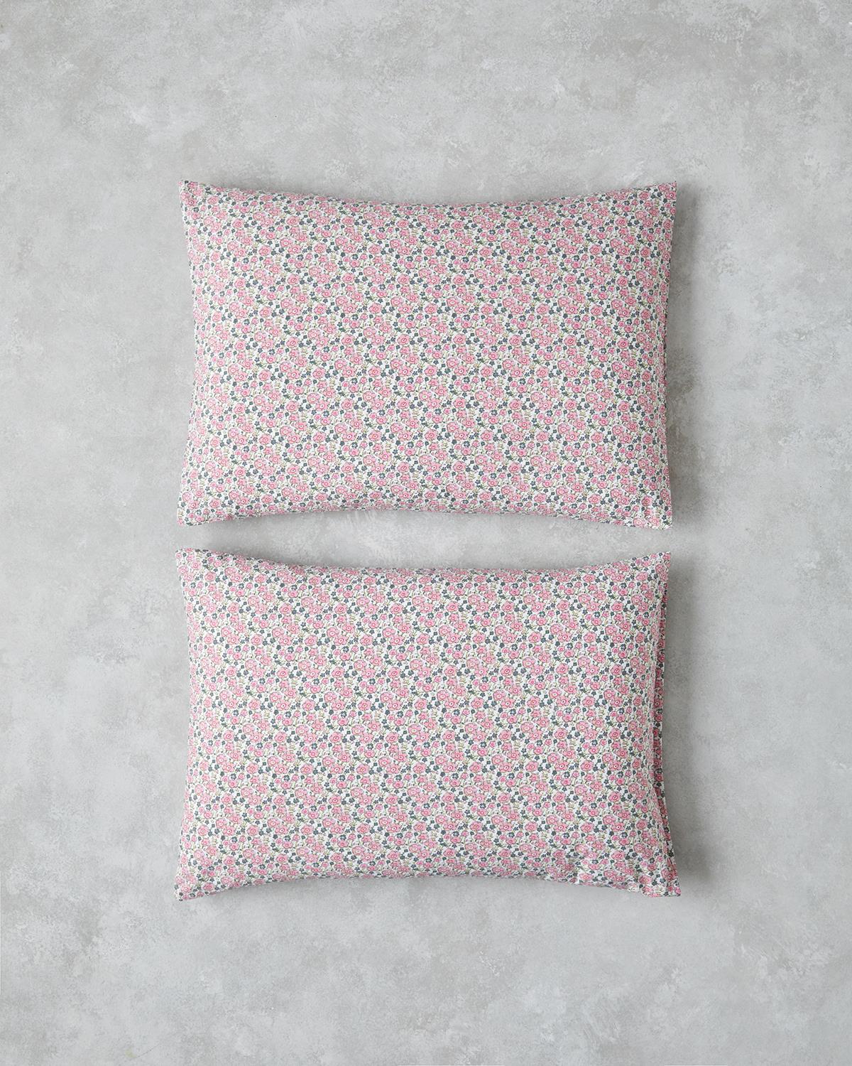 Bright Floral Kolay Ütülenir 2'li Yastık Kılıfı 50x70 cm Pembe
