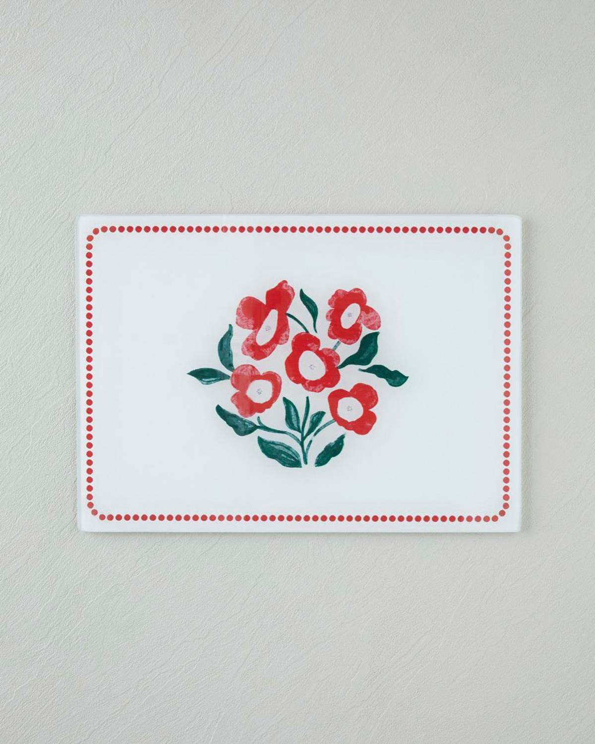 Bright Parade Cam Kesme Tahtası 25x35 cm Kırmızı - Beyaz