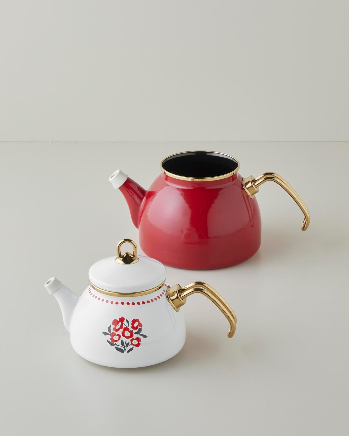 Bright Parade Emaye Çaydanlık 1,1 Litre + 2,3 Litre Kırmızı