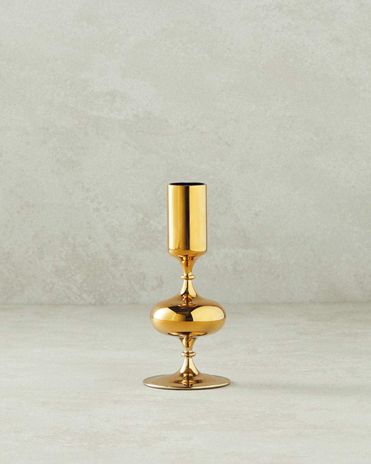Candlelight Cam Tekli Şamdan Gold