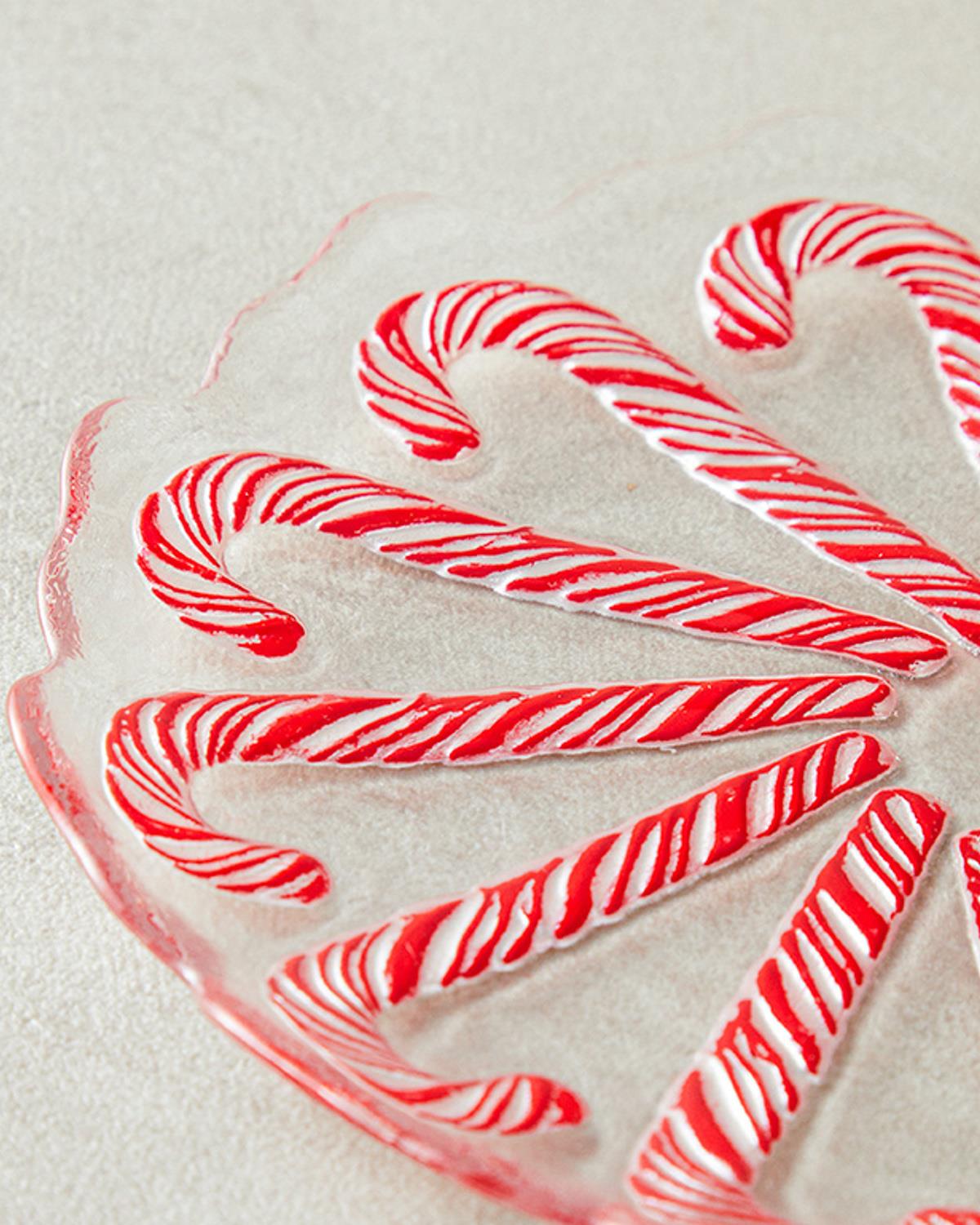 Candy Cane Cam Pasta Tabağı 17 cm Kırmızı