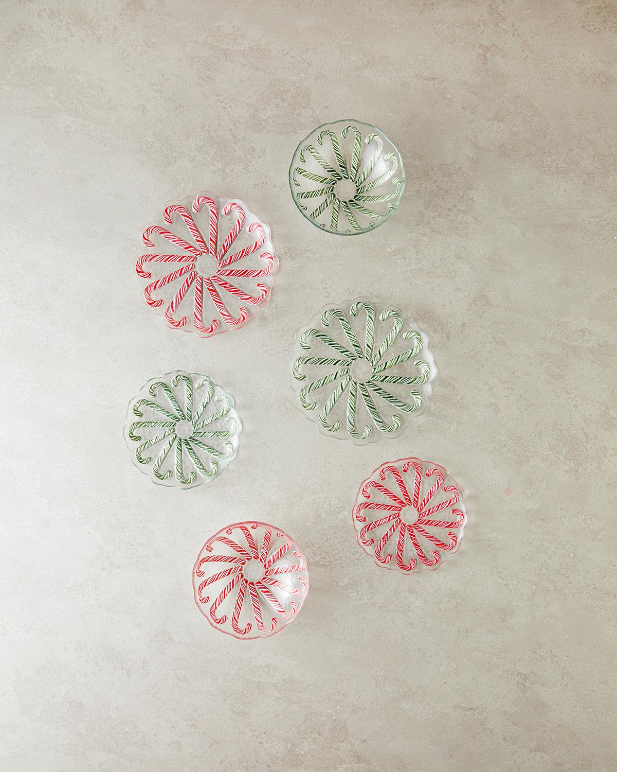Candy Cane Cam Pasta Tabağı 17 cm Yeşil