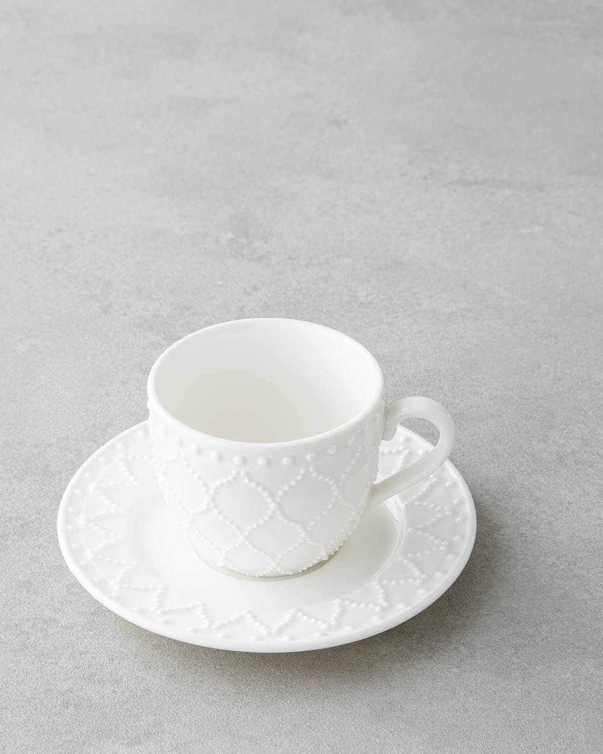 Carmen New Bone China 12 Parça 6 Kişilik Kahve Fincan Takımı 100 ml Beyaz