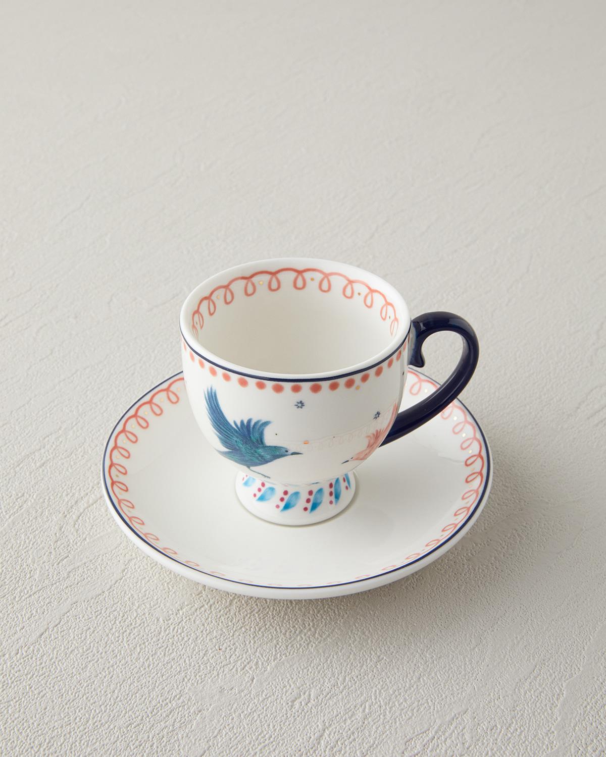 Carnaval Birds New Bone China Kahve Fincan Takımı Mavi
