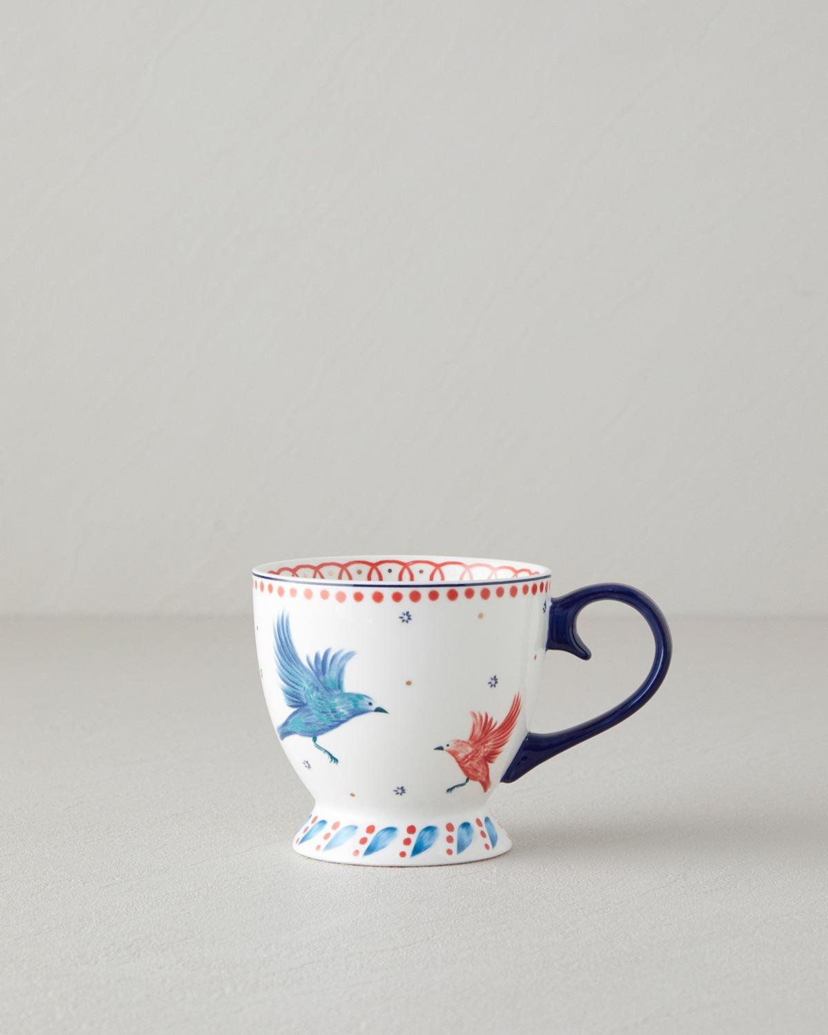 Carnaval Birds New Bone China Kupa Mavi