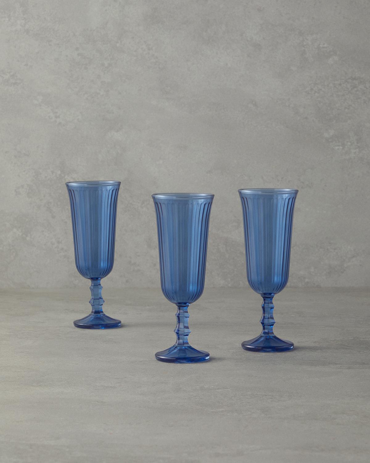 Carnival Cam 3'lü Kadeh 240 ml Mavi