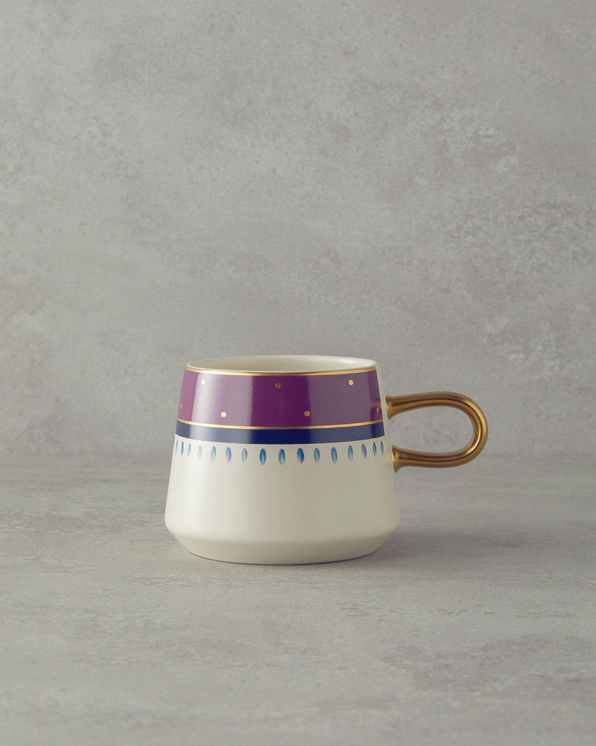 Carnival Path Stoneware Kupa Fuşya-Yeşil