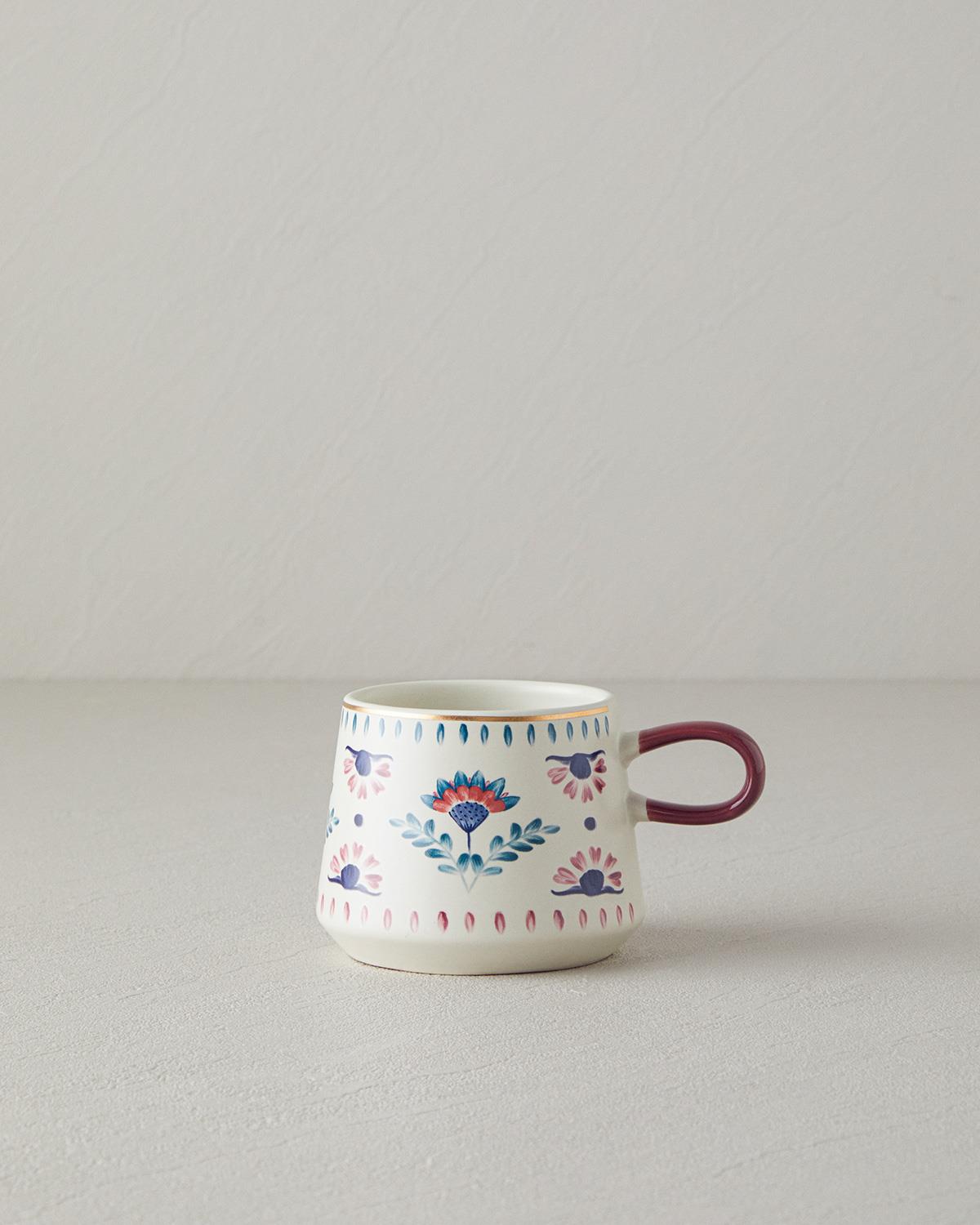 Carnival Time Stoneware Kupa Mavi - Pembe