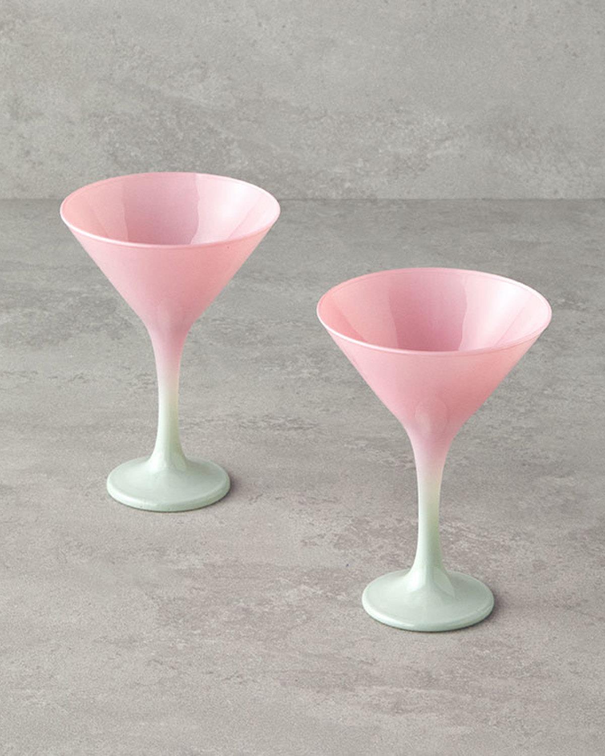 Cecilia Cam 2 Parça 2 Kişilik Cup 175 ml Pembe - Yeşil